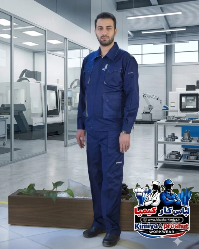 کاپشن شلوار پولاد آبی نفتی-استخوانی