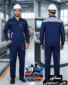 کاپشن شلوار سناتور آبی نفتی-استخوانی - ۱