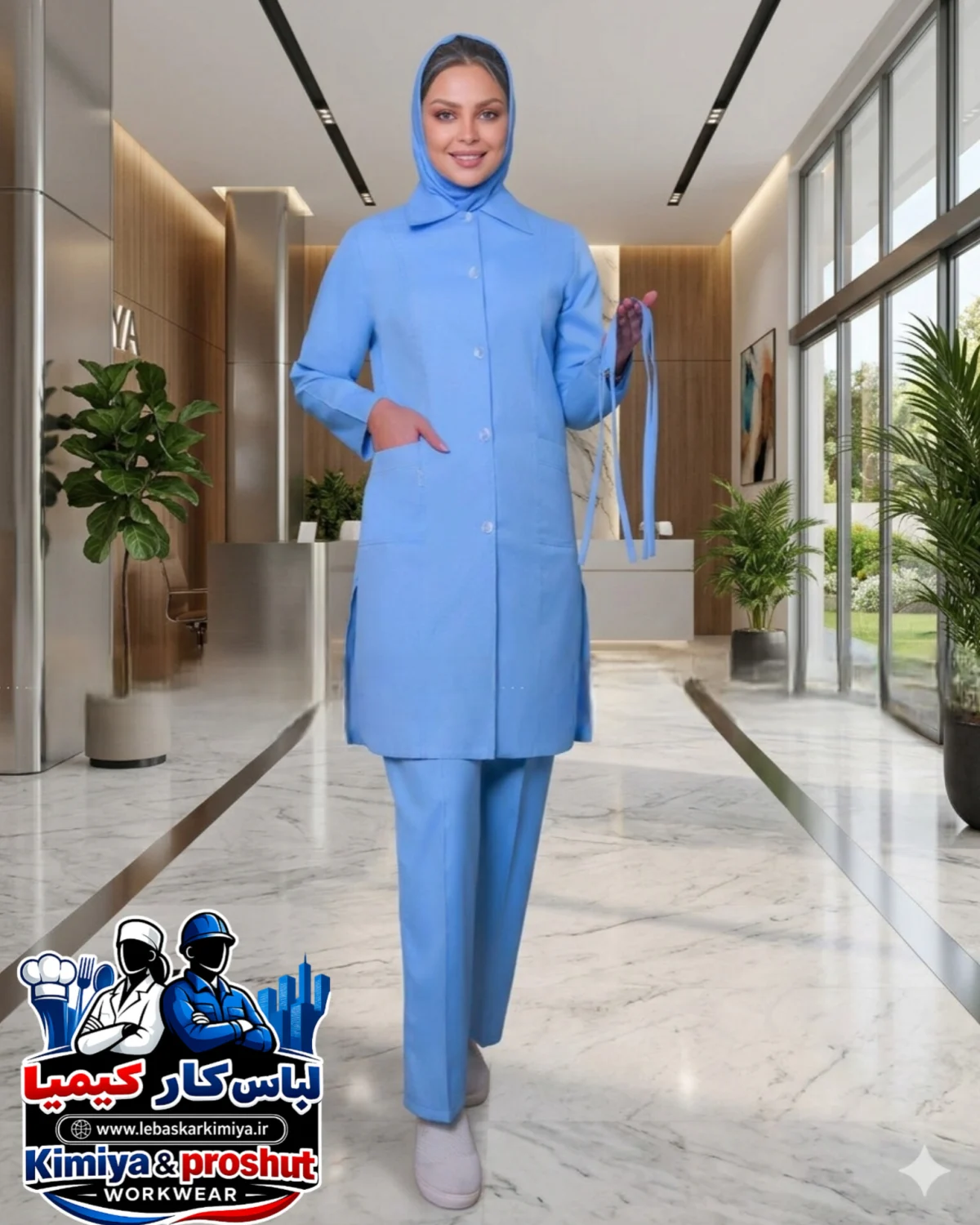 ست اتاق عمل زنانه آبی آسمانی