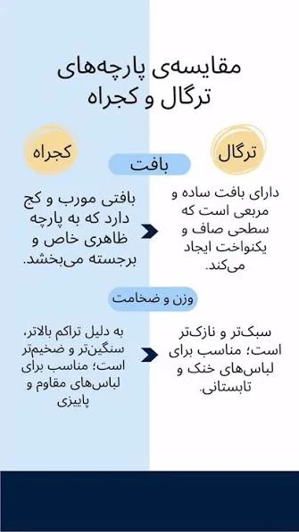 تفاوت پارچه ترگال و کجراه چیست؟ کدام برای لباس کار مناسبتر است؟
